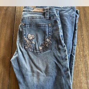 Shyanne Denim Straight Leg Jeans with Floral Detail